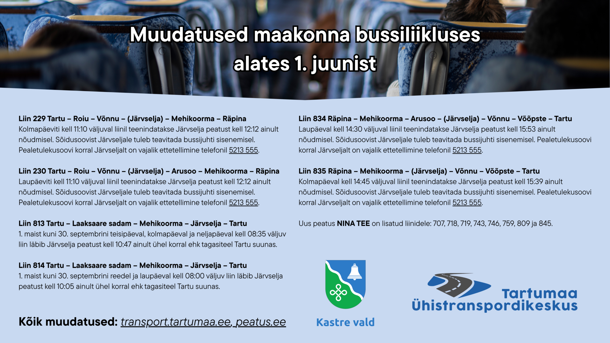Muudatused maakonna bussiliinidel alates 1. septembrist (3)